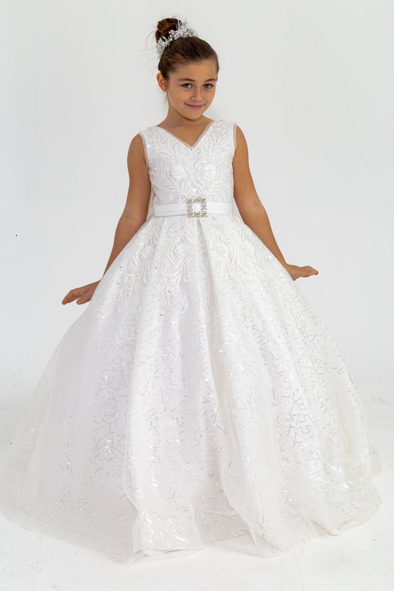 Azure 2-6 Years Old Girl Dress 20026 Off White