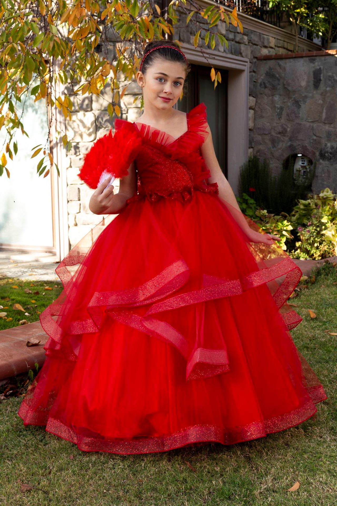 Belle 7-11 Years Old Girl Dress 30081 Red