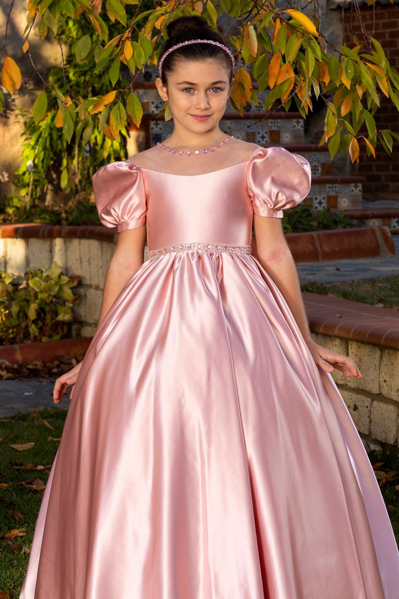 Allure 7-11 Years Old Girl Dress 30084 Powder