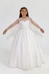 Breeze 7–11 Jahre altes Mädchenkleid 30006, gebrochenes Weiß