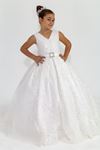Azure 7-11 Yaş Kız Çocuk Elbise 30026 Kırık Beyaz