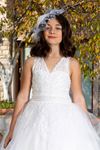 Sukienka morska dla dziewczynki w wieku 7–11 lat 30055 w kolorze złamanej bieli