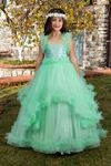 Lumina 7-11 Years Old Girl Dress 30078 Water Green