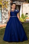 Noble 7-11 Years Old Girl Dress 30091 Navy Blue