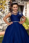 Edles 2-6 Jahre altes Mädchenkleid 20091 Marineblau