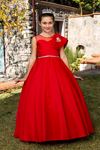 Edles 7-11 Jahre altes Mädchenkleid 30091 Rot