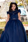 Vogue 7-11 Years Old Girl Dress 30086 Navy Blue