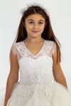 Sukienka Diana dla dziewczynki w wieku 7-11 lat 30014 w kolorze złamanej bieli