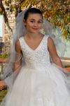 Blaze 7–11 Jahre altes Mädchenkleid 30059, gebrochenes Weiß