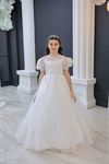 Sukienka dla dziewczynki w wieku 7-11 lat Odessa 30116 w kolorze złamanej bieli
